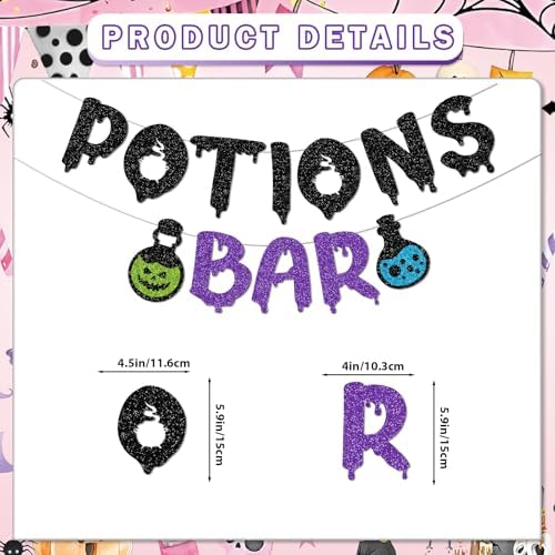 Potions Bar Banner Glitter Halloween Decorations