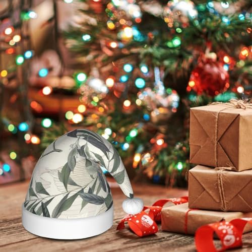 QINZHENG Personalized Santa Hat with Palm Tree Leaves Design