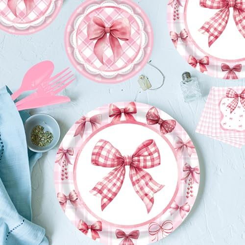 Pink Bow Birthday Party Set for 24 Guests