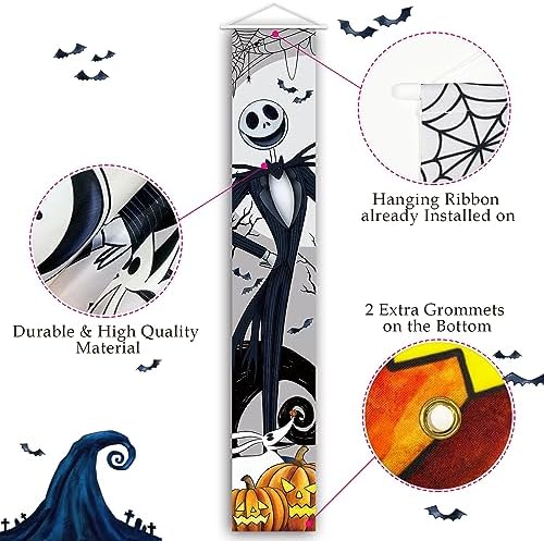 Jack and Sally Halloween Banners - 2 PCS Outdoor Porch Signs