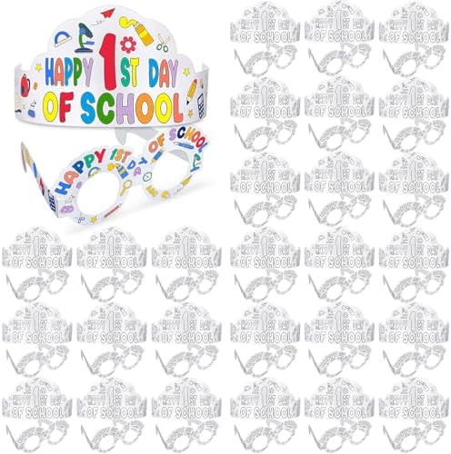 Yilloog 36 Pack First Day School Paper Crowns and Glasses