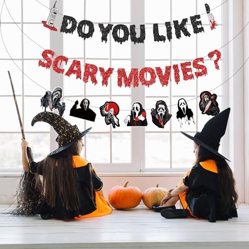 Scream Party Decorations with Glitter Banner and Garland