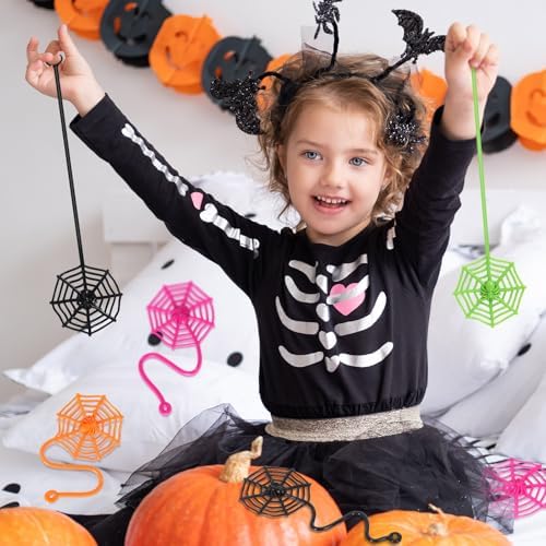 VICROIC 24PCS Sticky Spider Web Toy Set for Kids