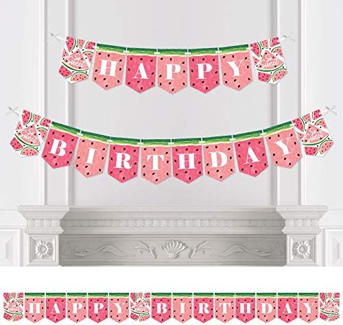 Big Dot of Happiness Sweet Watermelon Birthday Bunting Banner