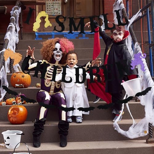 Black Glitter I Smell Children Halloween Banner