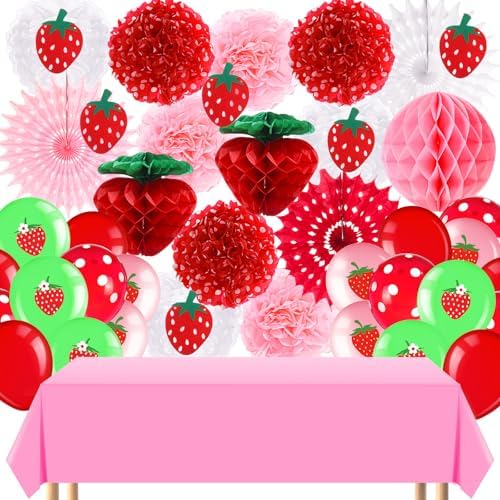 Outus Strawberry Party Decorations Hanging Set