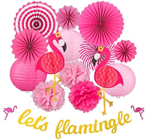 Whaline Flamingo Party Honeycomb Decorations 15Pcs Set
