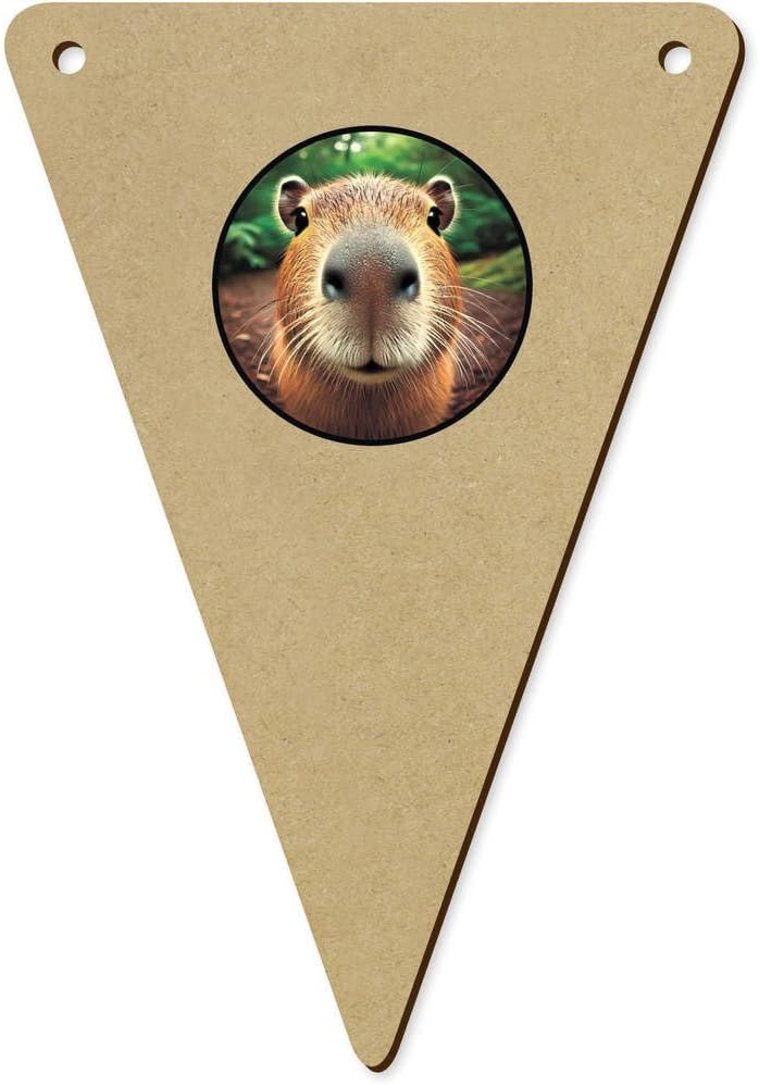 5 x 140mm Smiling Capybara Wooden Bunting Flags