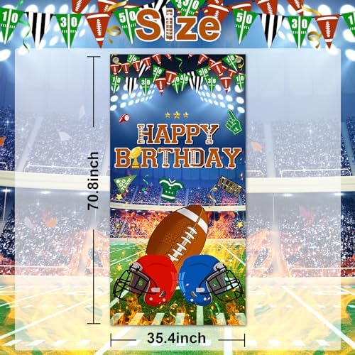 Avezano Football Birthday Banner Blue Decorations