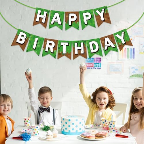 Pixel Happy Birthday Banner for Gamer Parties