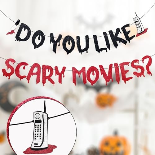 Halloween Banner with Glittery Scary Movies Design