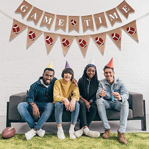 2 Piece Burlap Football Banner 115ft Party Decorations