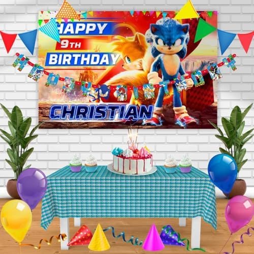 Sonic the Hedgehog Happy Birthday Multicolor Jointed Banner