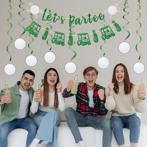 Golf Party Decorations Set with Glitter Banners and Ball Swirls