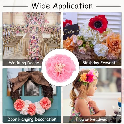 Rebower 6 Pcs Pink Paper Flowers 8 Inch Decor