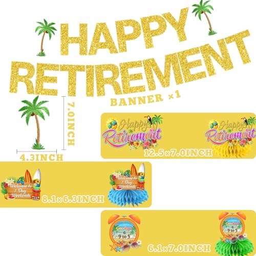 Hawaiian Retirement Party Decorations with Banners and Centerpieces