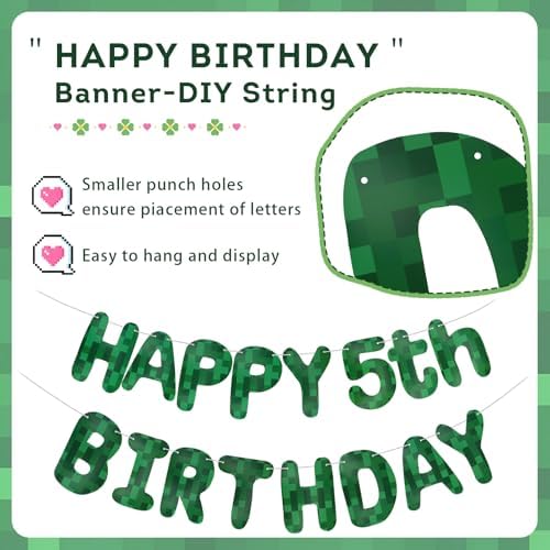 Minecraft Birthday Banner for Kids Parties and Gaming Events