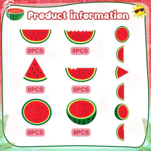 8 Pcs Watermelon Birthday Banner Decorations