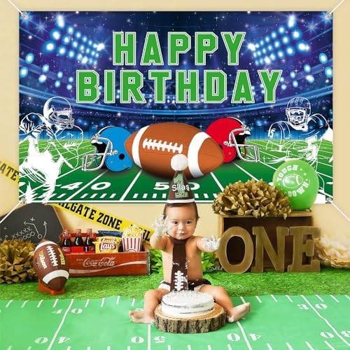 Football Birthday Banner - Party Backdrop Decoration