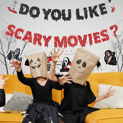 Scream Party Decorations with Glitter Banner and Garland