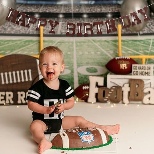 Football Birthday Banner with Rugby Stitching