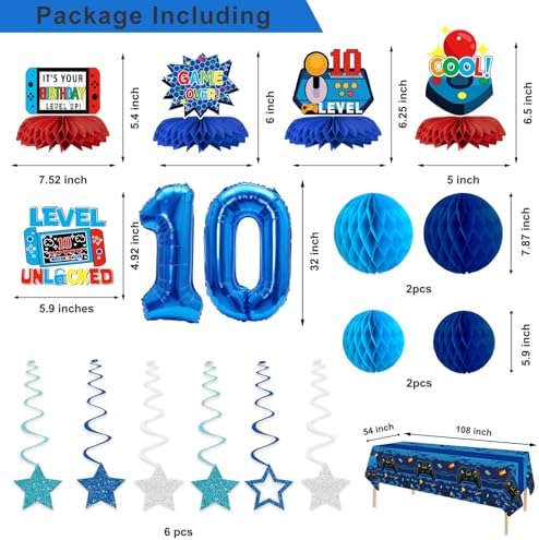10th Birthday Gaming Decor Kit for Boys