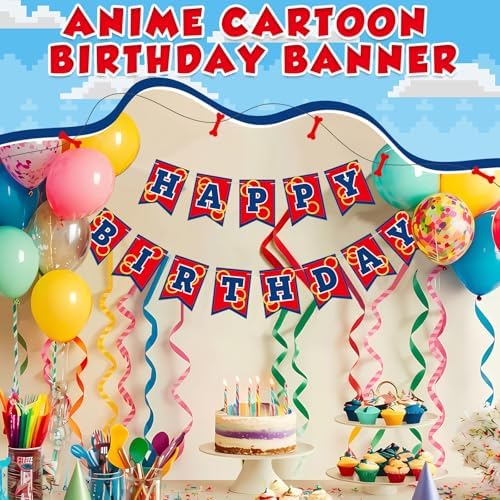 Red Blue and Golden Rings Birthday Banner