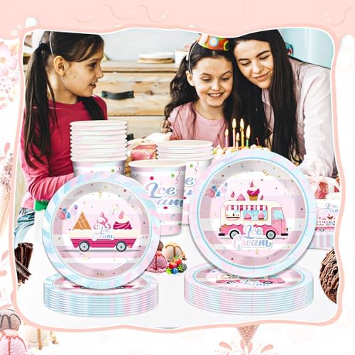 168 Pcs Ice Cream Party Supplies Set for 24 Guests