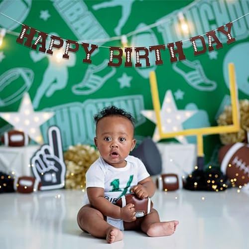 Football Birthday Banner with Rugby Stitching