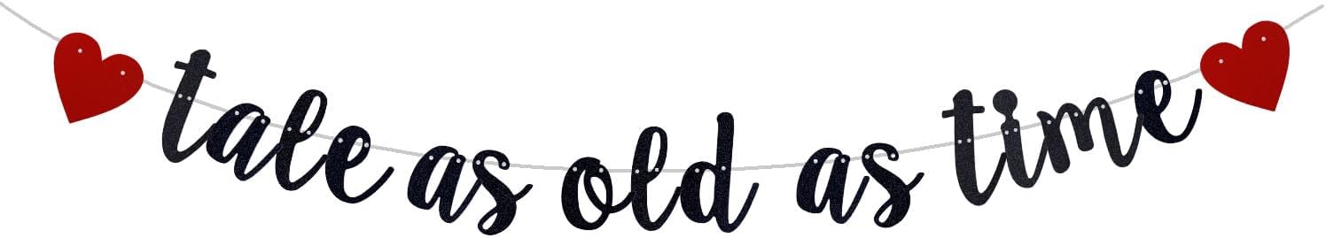 Black Glitter Tale As Old As Time Pre-Strung Banner