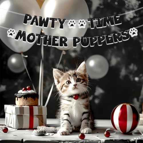 BEISHIDA Sparkling Pet Birthday Banner for Dogs and Cats