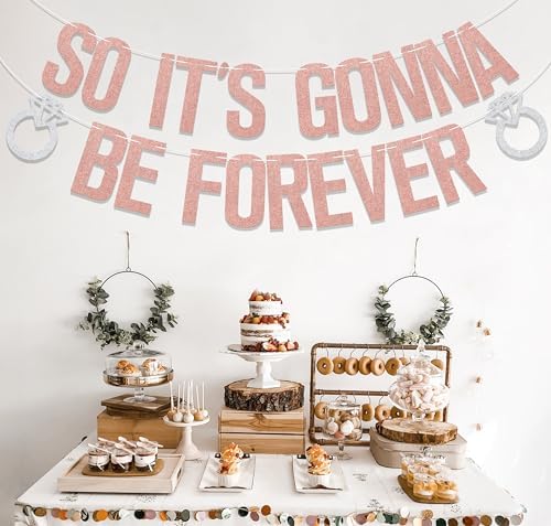 Rose Gold Forever Bachelorette Banner Decorations