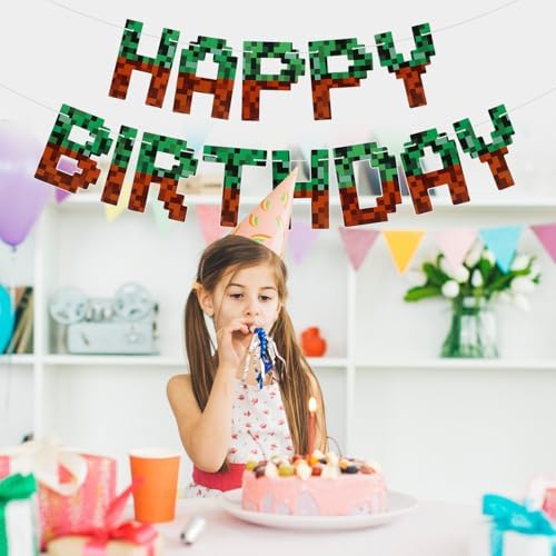 Miner Theme Happy Birthday Banner 10 Feet
