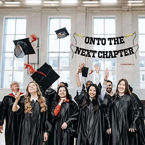 Onto The Next Chapter Banner Black Glitter