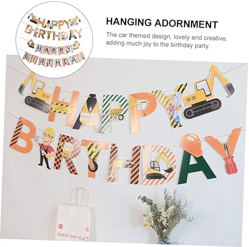2pcs Car Themed Birthday Hanging Flags for Boys and Girls