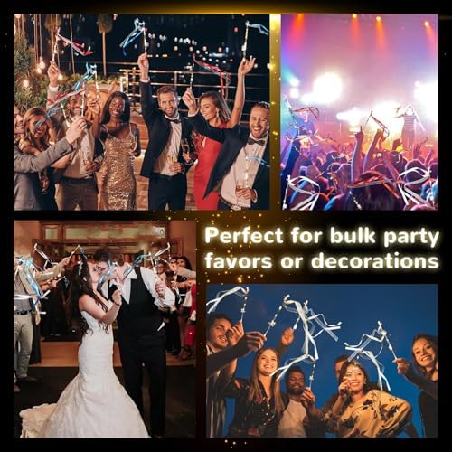 36PCS LED Light Up Wands with Bells and Ribbons for Parties