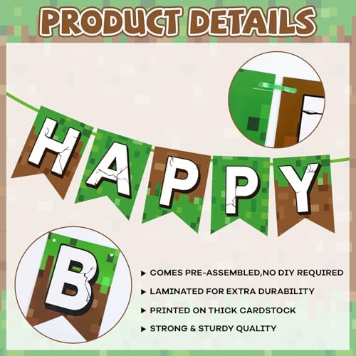Pixel Happy Birthday Banner for Gamer Parties