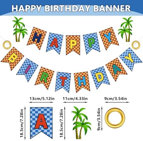 Happy Birthday Banner Decorations with Hedgehog Theme