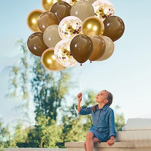 Brown and Gold Balloons Set for Birthday Decorations