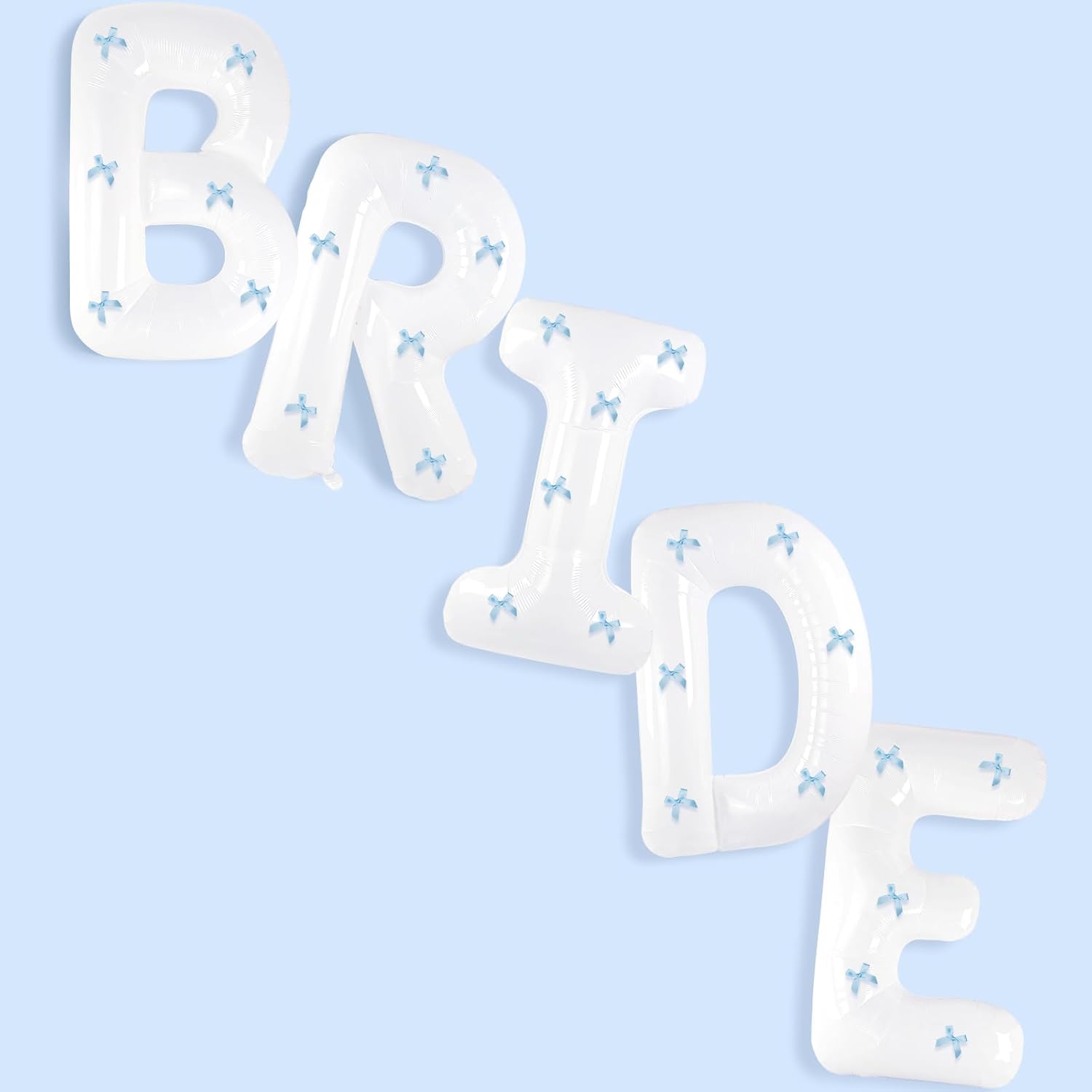 40 Inch White Jumbo Bride Balloons with Blue Bows