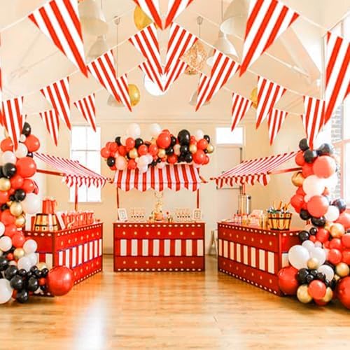 Piokio 100ft Red White Striped Pennant Banner