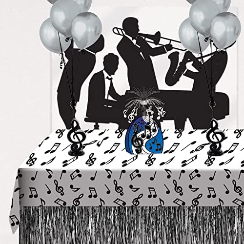 Beistle Musical Notes Tablecover White Black 50s Rock and Roll