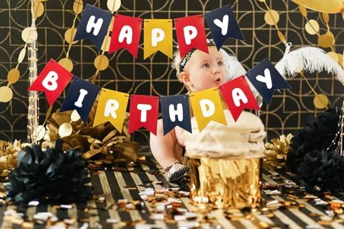 Runhiskii Happy Birthday Banner Decorations for Kids Party