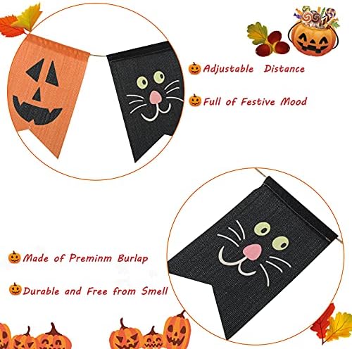 Whaline Halloween Burlap Bunting Banner Decorations