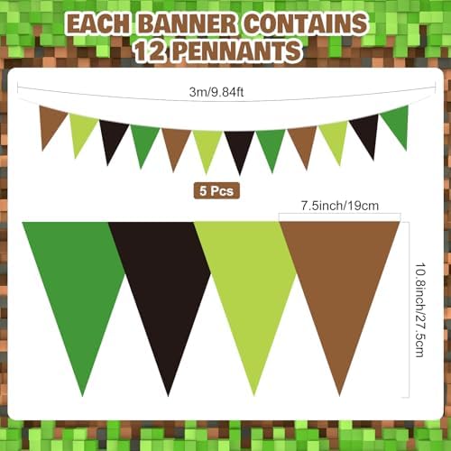 Tiamon 5 Pcs Mining Themed Birthday Decor Banners