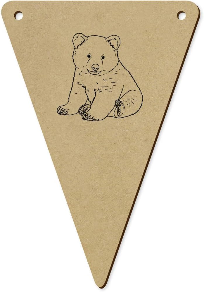 5 x 140mm Bear Cub Sitting Wooden Bunting Flags