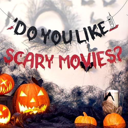 Halloween Banner with Glittery Scary Movies Design