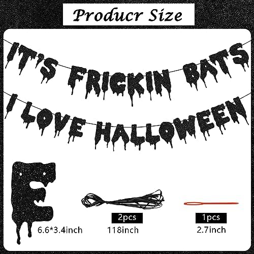 Yisquar Black Glitter Bats Halloween Party Banner