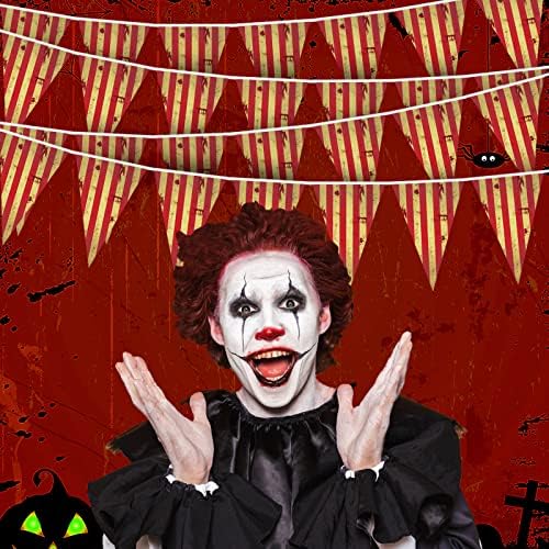 5 Pack Circus Creepy Halloween Banners Red White Striped