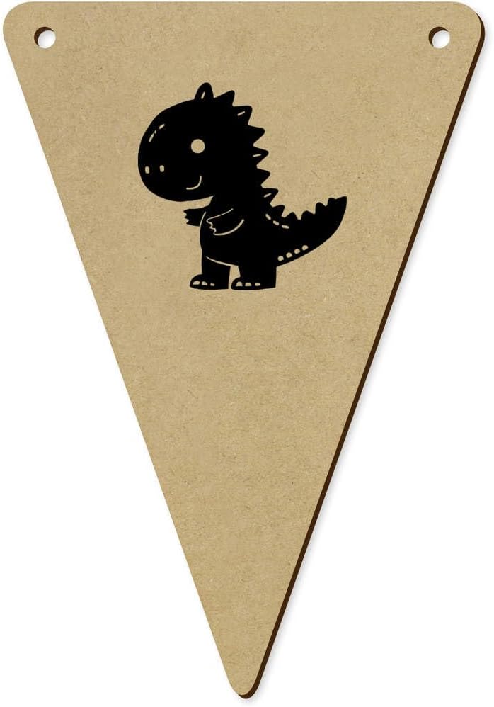 5 x 140mm Simple Cute Dinosaur Wooden Bunting Flags